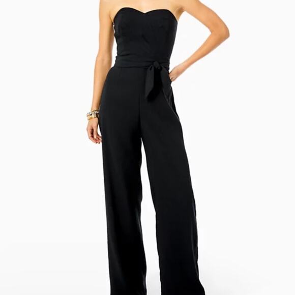 Lily Pulitzer Strapless Wide Leg Structured Top Criss Crossing Swooshing Formal